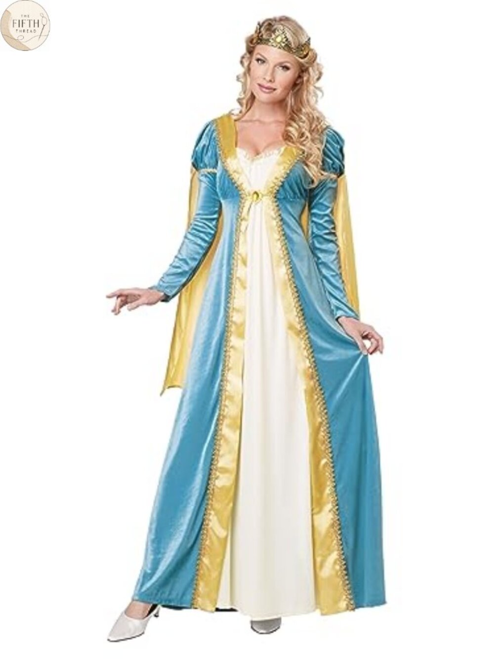 Elegant Empress Renaissance Lady Long Gown Costume with Cape